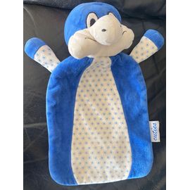 Doudou peluche canard plat bleu et blanc range pygama cuties 