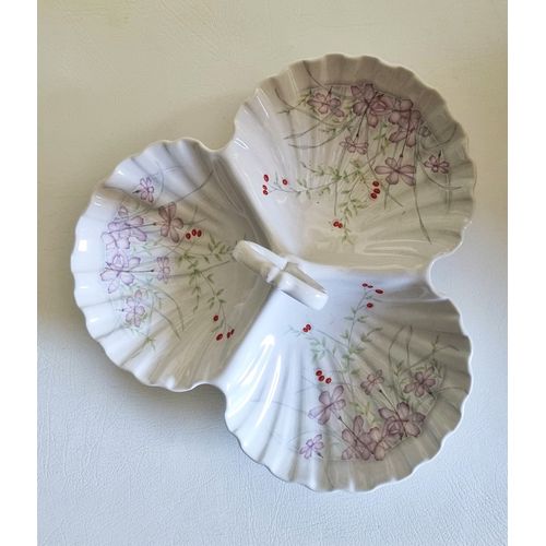 Assiette De Présentation 3 Compartiments Blanc Motifs Fleurs Porcelaine Revol