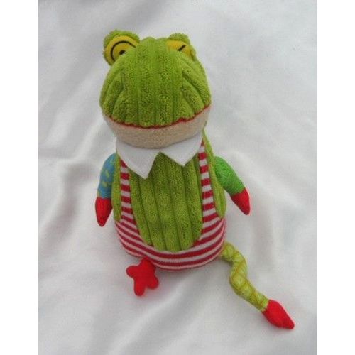 Doudou Peluche Grenouille Croakos Musical Vert Raures Rouge Et Blanc Les Déglingos