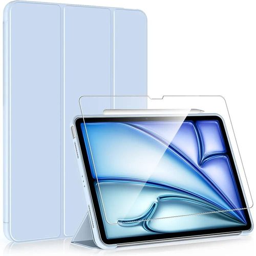 Coque + Verre Trempé pour iPad Air 13 Pouces (M3 2025, M2 2024) Protection Intégrale Antichoc Veille-Réveil Auto - Bleu - E.F.Connection
