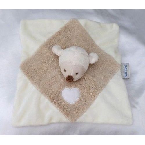 Doudou Peluche Plat Carré Mouton Agneau Beige Et Ecru Coeur Nattou