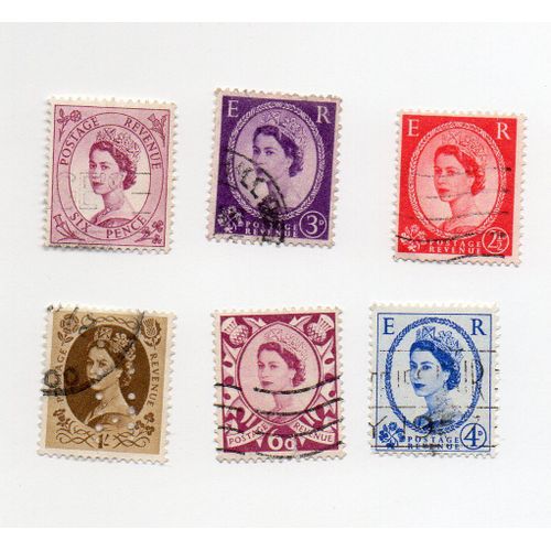 Royaume-Uni- Lot De 6 Timbres Oblitérés- Reine Elizabeth