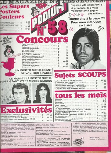 Podium 01/12/1976 Johnny Hallyday, Boney. M, Michel Sardou, Dalida, Dave, Dani, Ringo, Claude François, Lenorman, Daniel Guichard, Shake, Sheila, Yoni, Les Rubettes, Karen Cheryl, Elton John
