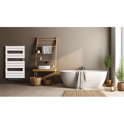 Sèche-serviette électrique sans fluide avec soufflerie 500W+1000W H.108,4xL60cm Bestherm HANAE blanc
