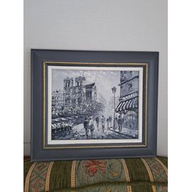 Tableau. Notre-Dame de Paris. Coteau sur toile. Signé .