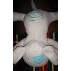 Doudou Chien Obaibi Okaïdi Gris Rayé Bleu 