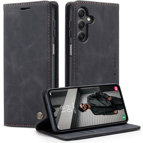 Kalanka-Coque Pour Samsung Galaxy A15 4g / A15 5g Pochette, Etui Protection Housse Premium En Cuir Pu,Etui À Rabat Pochette De Portefeuille Étui Pour Samsung Galaxy A15 Case, Noir