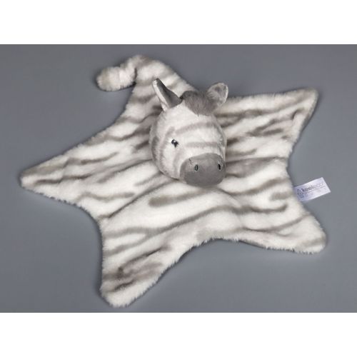 Doudou zèbre plat blanc gris Keeleco