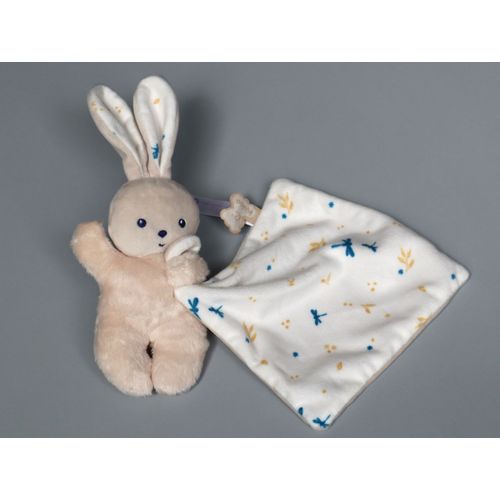 Doudou lapin beige rose mouchoir blanc libellule Kaloo