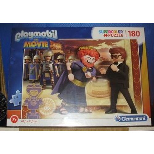 Clementoni- Playmobil - Supercolor 29162 - Puzzle 180 pcs -, pour Enfants à partir de 7 Ans