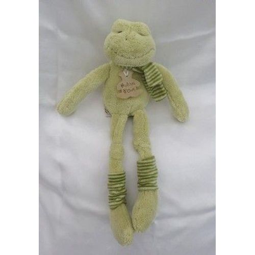 Doudou Grenouille Vert Echarpe Jambières Rayures Histoire D'Ours