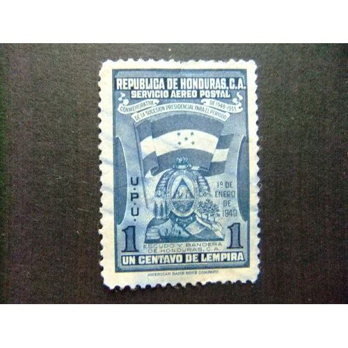 109 Republiek Honduras 1949 / Wapen En Vlag Presidentiële Opvolging / Yvert Pa 160 Fu