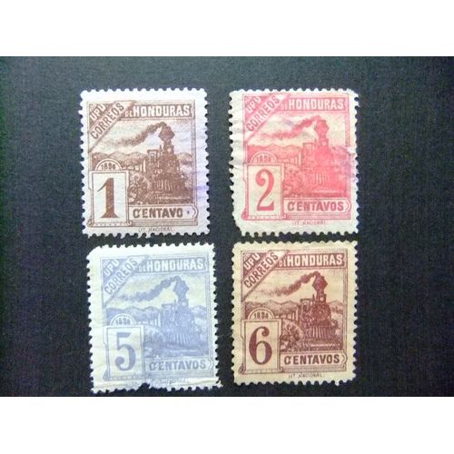 109 République Du Honduras 1898 / Train / Yvert 84 / 87 Fu Incomplet