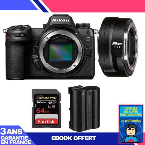 Boitier Nikon Z6 III + FTZ II + 1 SanDisk 64GB Extreme PRO UHS-II SDXC 300 MB/s + 1 Nikon EN-EL15C + Ebook 'Devenez Un Super Photographe'