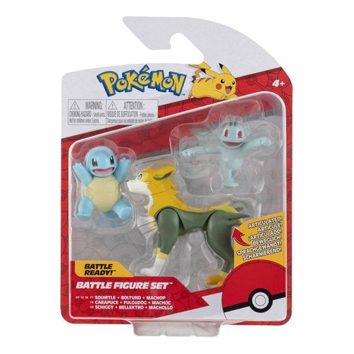 Pokémon Figurine Battle Figure Set - Carapuce, Fulgudog Et Machoc