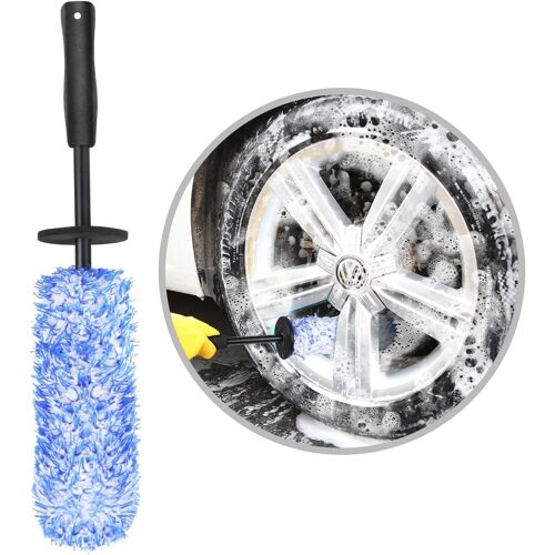 Brosse Jantes Voiture, 40 Cm Brosse De Nettoyage En Microfibre Pour Jante Sans Partie Métallique, Brosse De Roue De Voiture Pour Nettoyage Efficacement Jantes De Voiture Sans Créer De Rayure (Bleu)