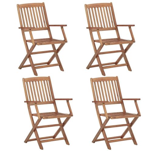 Prolenta Premium - Chaises Pliables D'extérieur Lot De 4 Bois D'acacia Solide