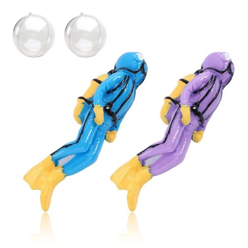 Lot De 2 Décorations D'aquarium Flottantes Pour Plongeur, Décoration D'aquarium Avec Appareil Flottant - Figurines De Plongeur - Décoration D'aquarium - Accessoire Pour Aquarium