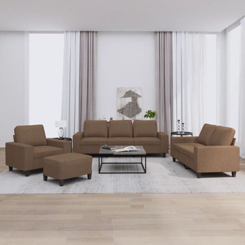 Vidaxl Ensemble De Canapés 4 Pcs Marron Tissu