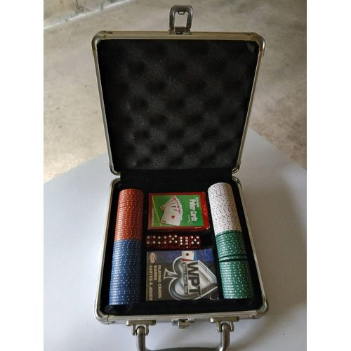 Petite Mallette Métallique De Jeu De Poker Avec Cartes, Jetons,Des