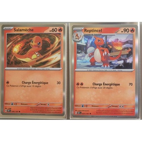 Salamèche 026/197 Et Reptincel 027/197 Holo Promo - Pokemon Ev3 Flammes Obsidiennes