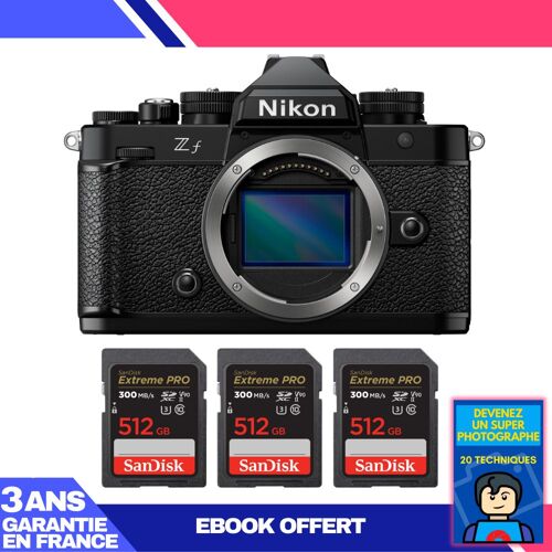 Boitier Nikon Zf + 3 SanDisk 512GB Extreme PRO UHS-II SDXC 300 MB/s + Ebook 'Devenez Un Super Photographe'