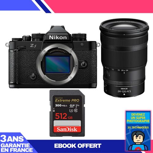 Boitier Nikon Zf + 24-120mm f/4 S + 1 SanDisk 512GB Extreme PRO UHS-II SDXC 300 MB/s + Ebook 'Devenez Un Super Photographe'