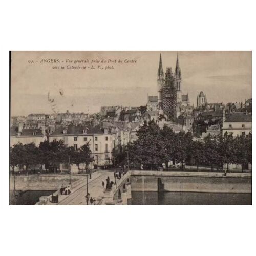 Carte Postale Angers Vue Generale Prise Du Pont Du Centre Vers La Cathedrale En L'état Sur Les Photos