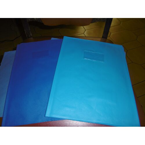 Protege Cahiers 24x32cm Grain Cuir Bleu Calligraphe Lot De 8