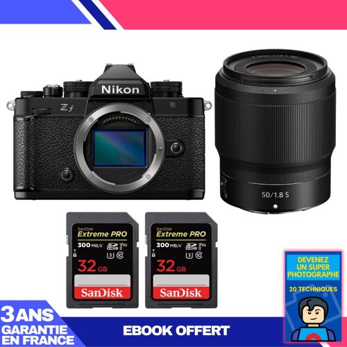 Boitier Nikon Zf + 50mm f/1.8 S + 2 SanDisk 32GB Extreme PRO UHS-II SDXC 300 MB/s + Ebook 'Devenez Un Super Photographe'