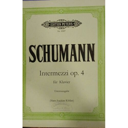 Intermezzo Op 4 Pour Piano De Schumann Édition Peters