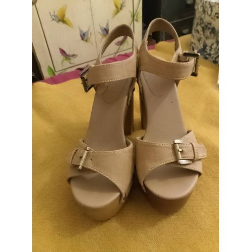 Sandales Talons Compensés En Cuir Marron 38.