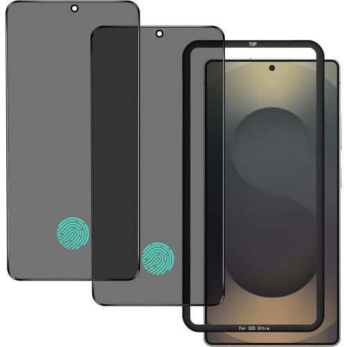 Kalanka-Anti-Espion Verre Trempé Pour Samsung Galaxy S25 Ultra, [Compatible Empreinte Digitale Id] [2 Pièces] Anti-Spy Privacy Film Protection Vitre 3d Couverture Complète 9h Résistant Écran Privé Pr