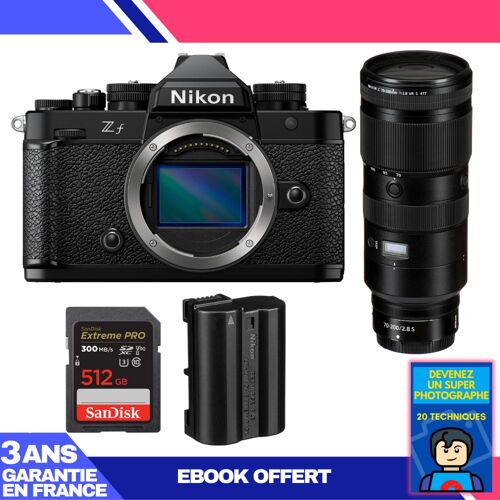 Boitier Nikon Zf + 70-200mm f/2.8 VR S + 1 SanDisk 512GB Extreme PRO UHS-II SDXC 300 MB/s + 1 Nikon EN-EL15C + Ebook 'Devenez Un Super Photographe'