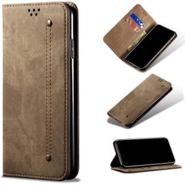 Compatible Avec Etui Xiaomi Poco X3 Nfc, Flip Jeans Portefeuille Housse Avec Fente Carte, Magnétique Stand+Protecteur D'écran En Verre Trempé*2-Kaki