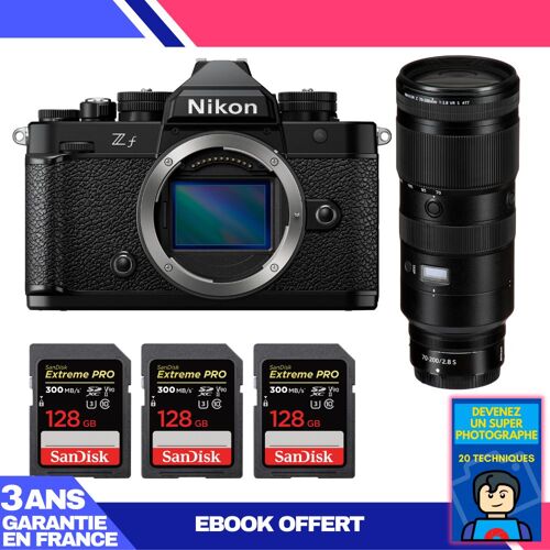 Boitier Nikon Zf + 70-200mm f/2.8 VR S + 3 SanDisk 128GB Extreme PRO UHS-II SDXC 300 MB/s + Ebook 'Devenez Un Super Photographe'