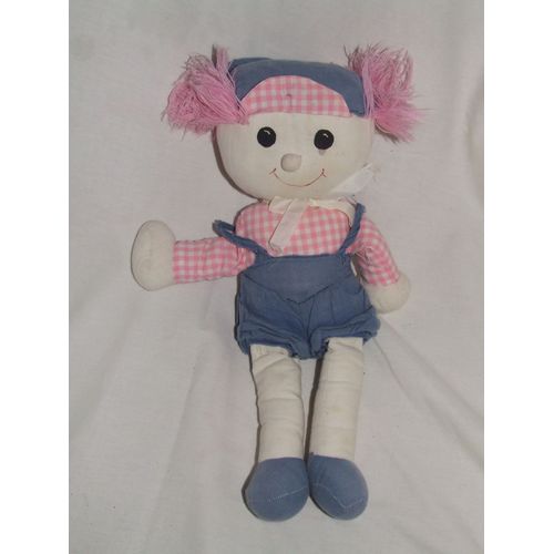 POUPEE CHIFFON VICHY ROSE ANCIEN VINTAGE 38 cm