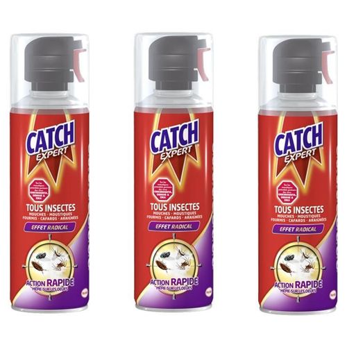 CATCH Lot de 3 Aérosols 400 ml Tous Insectes Volants et Rampants