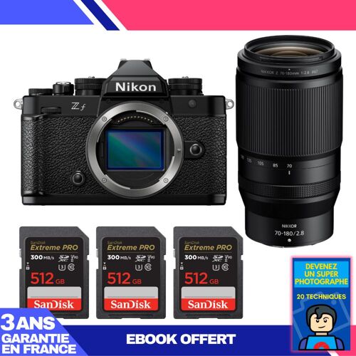 Boitier Nikon Zf + 70-180mm f/2.8 + 3 SanDisk 512GB Extreme PRO UHS-II SDXC 300 MB/s + Ebook 'Devenez Un Super Photographe'