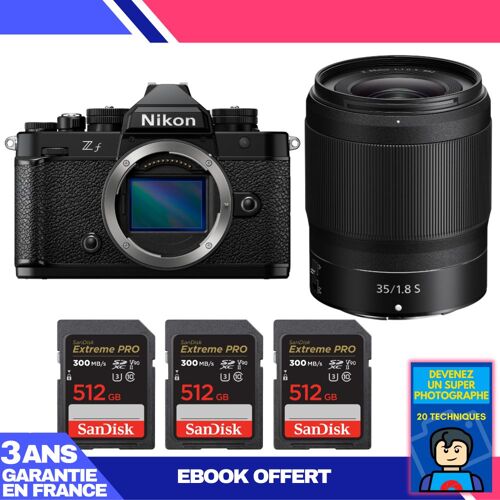 Boitier Nikon Zf + 35mm f/1.8 S + 3 SanDisk 512GB Extreme PRO UHS-II SDXC 300 MB/s + Ebook 'Devenez Un Super Photographe'