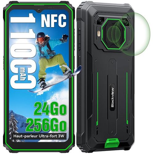 Blackview BV6200 Plus Téléphone portable Incassable 6.56" 24Go+256Go Smartphone Android 14 11000mAh(18W) NFC - Vert