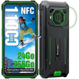 Blackview BV6200 Plus Téléphone portable Incassable 6.56" 24Go+256Go Smartphone Android 14 11000mAh(18W) NFC - Vert