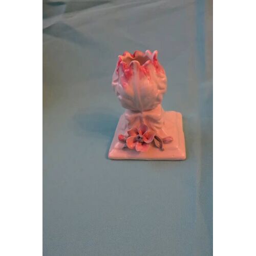 Ancien Bougeoir Céramique Porcelainique Barbotine