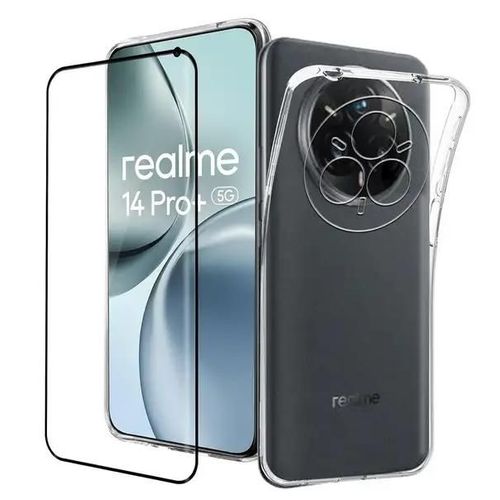 Coque Pour Realme 14 Pro+ Plus 5g - Housse Etui Silicone Gel Fine + Verre Trempe - Transparent Tpu
