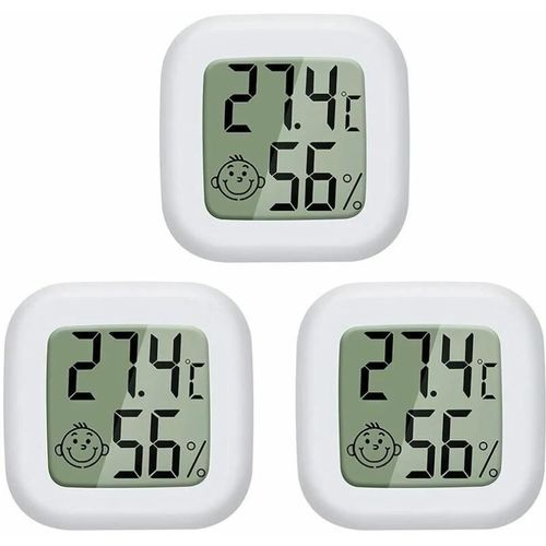 Mini LCD Thermomètre Hygromètre Interieur Numérique, Température Humidité de Haute Précision Portable -50 ¿ 70 ¿ 10% 99% RH Guazhuni (Blanc) 3 pièces