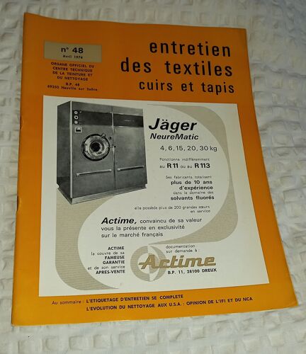 Entretien Des Textiles, Cuirs Et Tapis - N °48 Avril 1974 - Sommaire Photo 3
