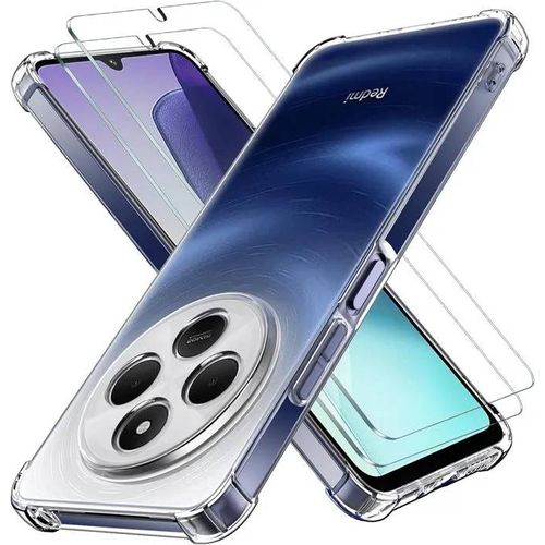 Coque Pour Xiaomi Redmi 14c / Poco C75 + X2 Verres Trempé - Etui Housse Transparent Vitre Protection Ecran Verre Trempé