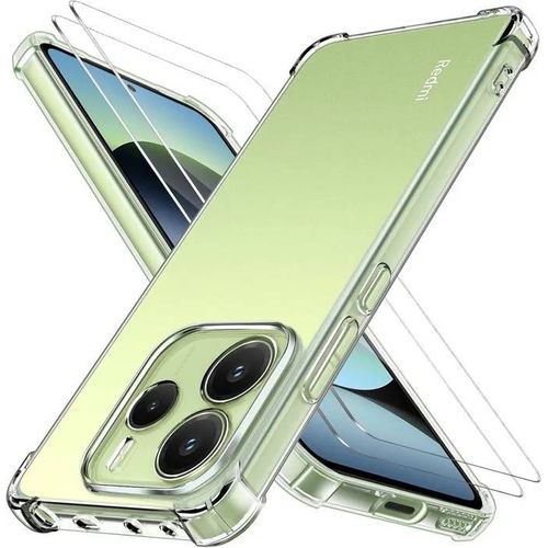 Coque Pour Xiaomi Redmi Note 14 4g + X2 Verres Trempé - Etui Housse Transparent Vitre Protection Ecran Verre Trempé
