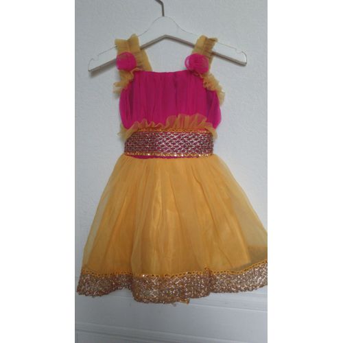 Splendide Robe Fushia Et Jaune Taille 2 Ans