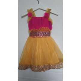 Splendide Robe Fushia Et Jaune Taille 2 Ans